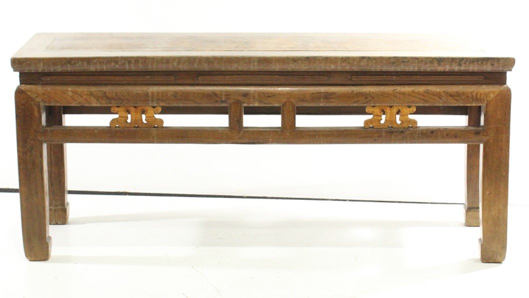 Asian Chinese Teak Low Altar Table: Asian Chinese Teak Low Alter Table. Size: 19 in. height; 44 in. length; 12 in. width.