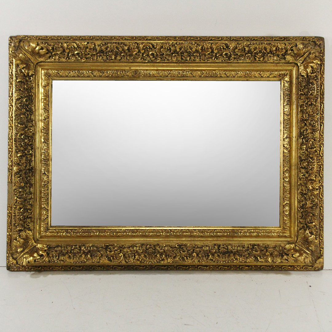Antique Circa 1870 Hudson Valley Gold Frame with Mirror: Antique Circa 1870 Hudson Valley Victorian Gold Frame with Mirror. Size: 28 x 38 outside of frame