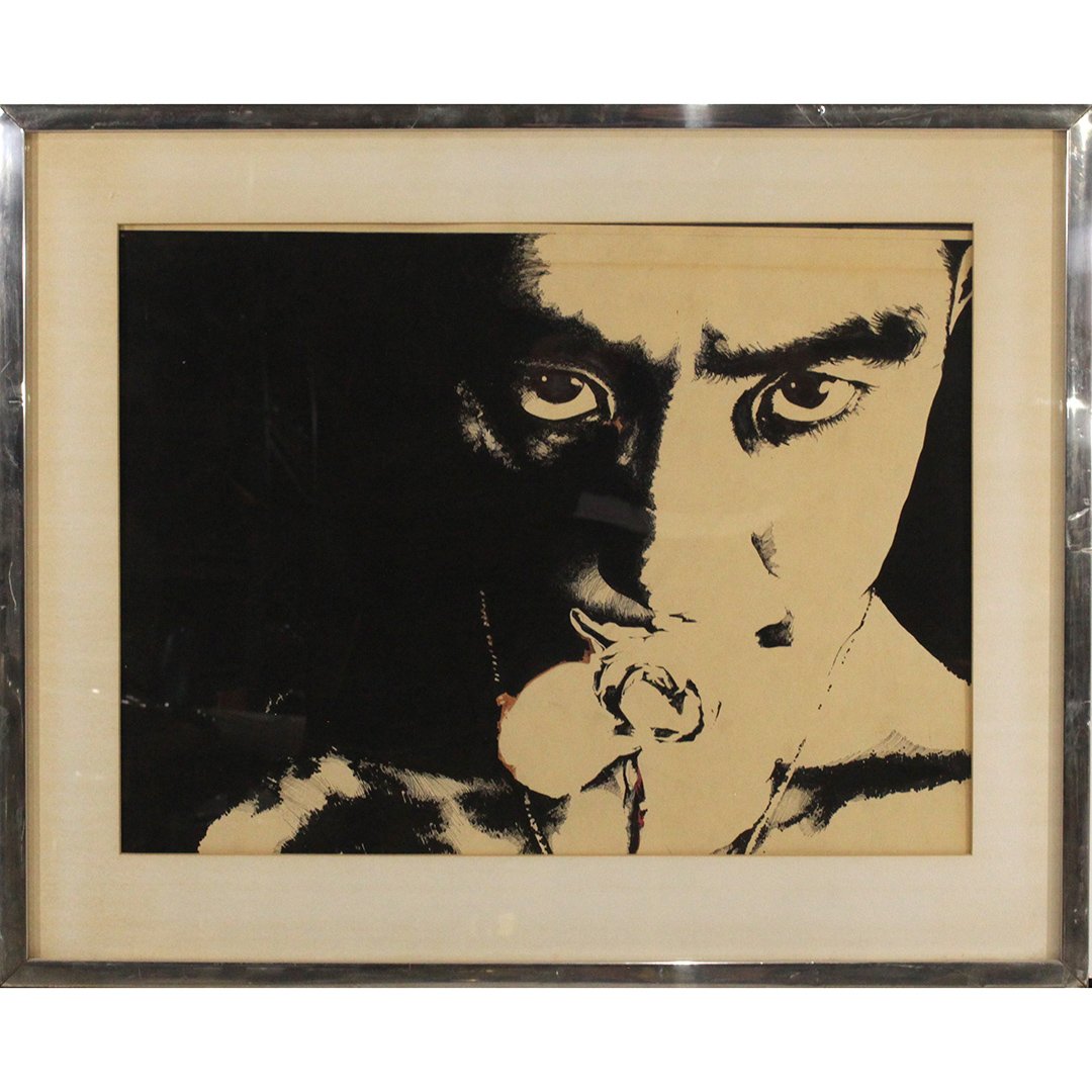 Mid-Century Modern Lithograph Black & White Portrait (1 of 6)