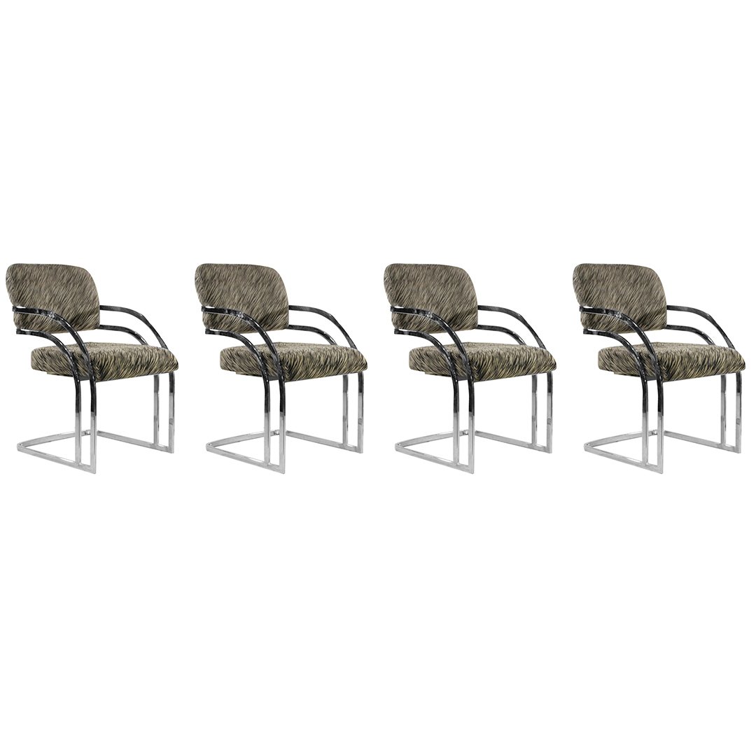 Four [4] Milo Baughman Style Chrome Dining Chairs (1 of 6)