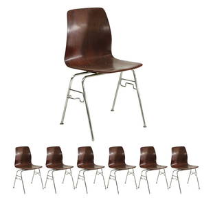 Six [6] Royal PAG Pagholz Mid-Century Stack Chairs: Six [6] Royal PAG Pagholz Mid-Century Stack Chairs; 6 chairs. 32h, 16w seat, 19.5w frame inches