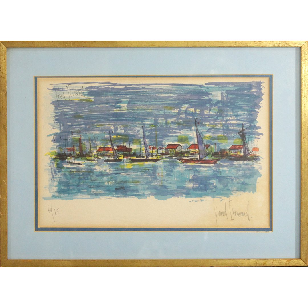 Mid-Century Modern Lithograph, Rockport Harbor, Signed (1 of 9)