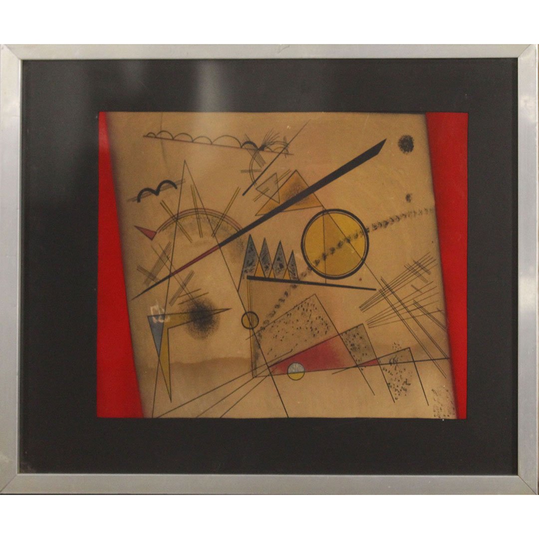 Kandinsky Attributed Mixed Media Geometric Abstract (1 of 9)