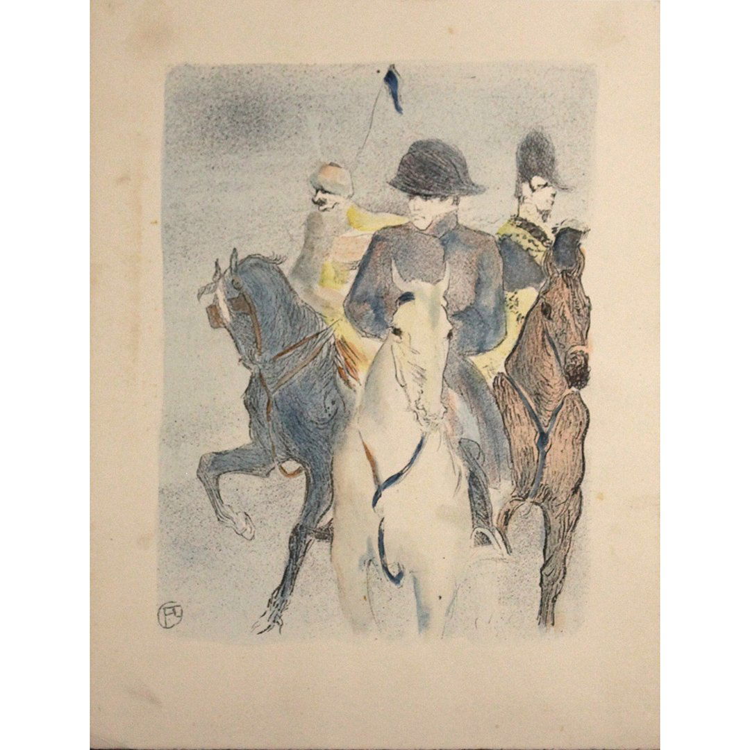 Toulouse Lautrec, Soldiers on Horses Colored Lithograph (1 of 7)