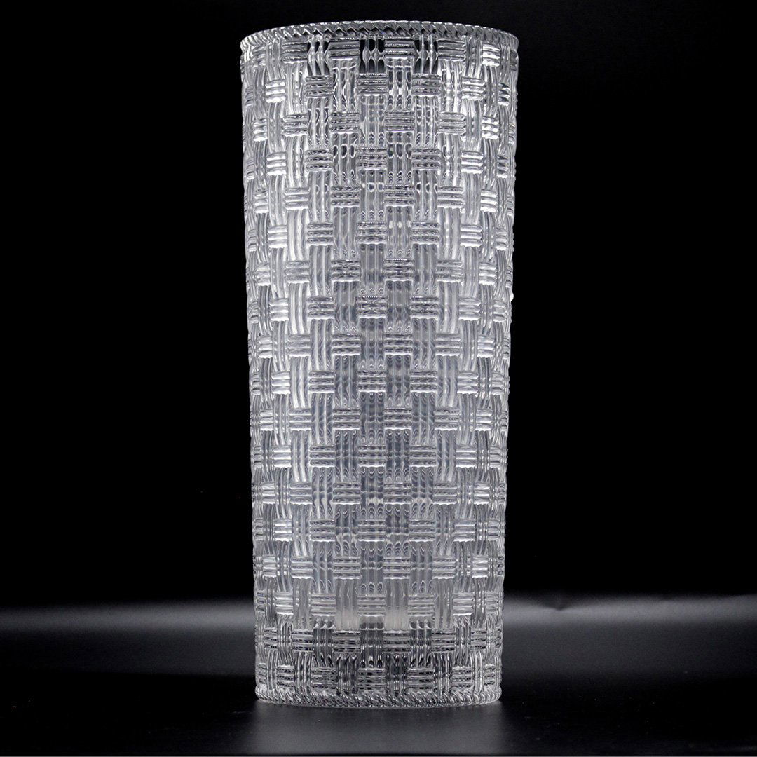 Tiffany & Co. Basket Weave Tall Cylindrical Glass Vase Aug 05, 2019