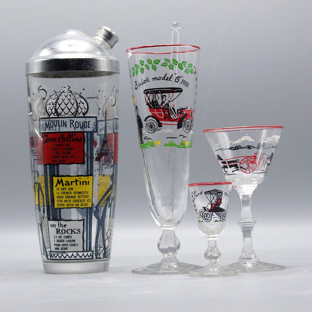 1905's Cocktail Shaker and Cup set Vintage Automobiles (1 of 10)