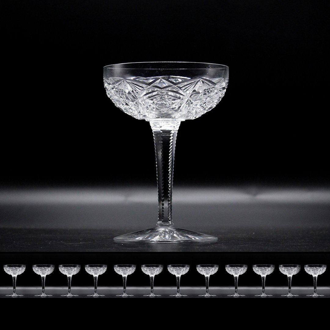 12X Baccarat Cocktail Glass Crystal Stemware Cut (1 of 5)