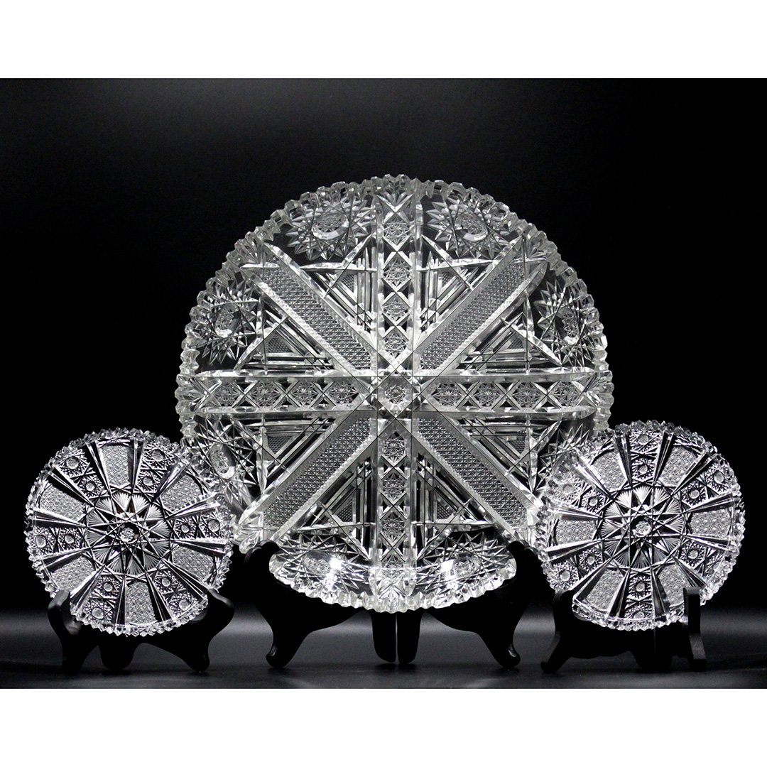 7pc American Cut Brilliant Glass Clear Platter set (1 of 10)