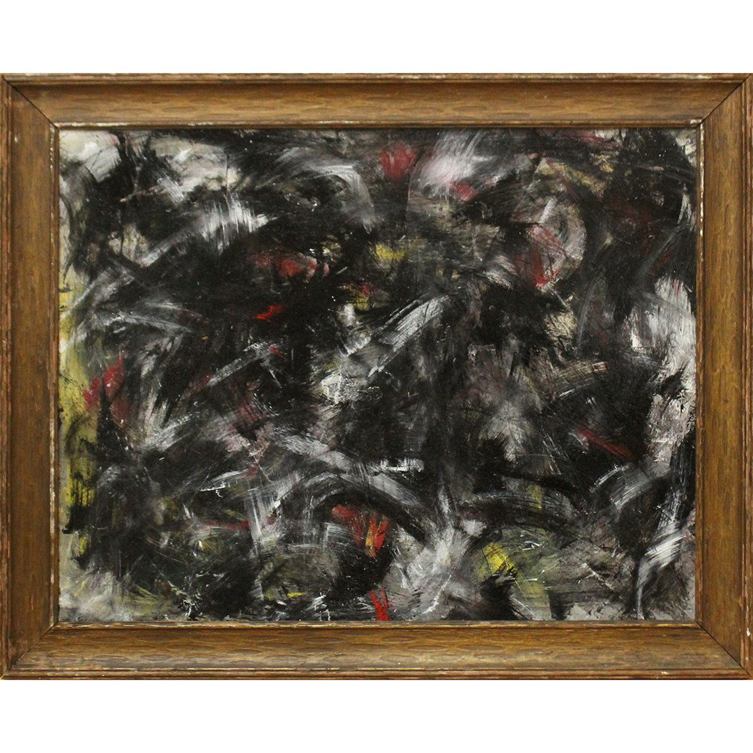 Mid-Century Modern Expressionism Abstract Oil on Board (1 of 3)