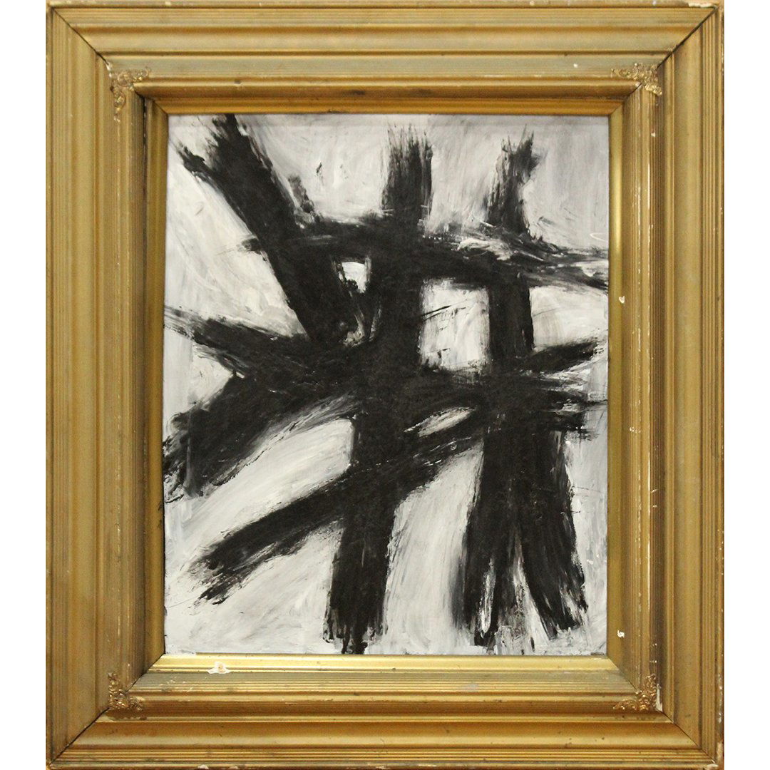 FRANZ KLINE Style Mid Century Modern Abstract Oil: FRANZ KLINE Style Mid Century Modern Abstract Oil on board painting. Nice quality, framed. unsigned. Size: 21.5 x 17 inches image, 30 x 26 inches outside frame