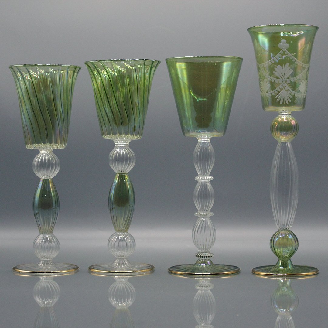 Four Assorted Zodax Egyptian Hand Blown Glass Chalices (1 of 12)