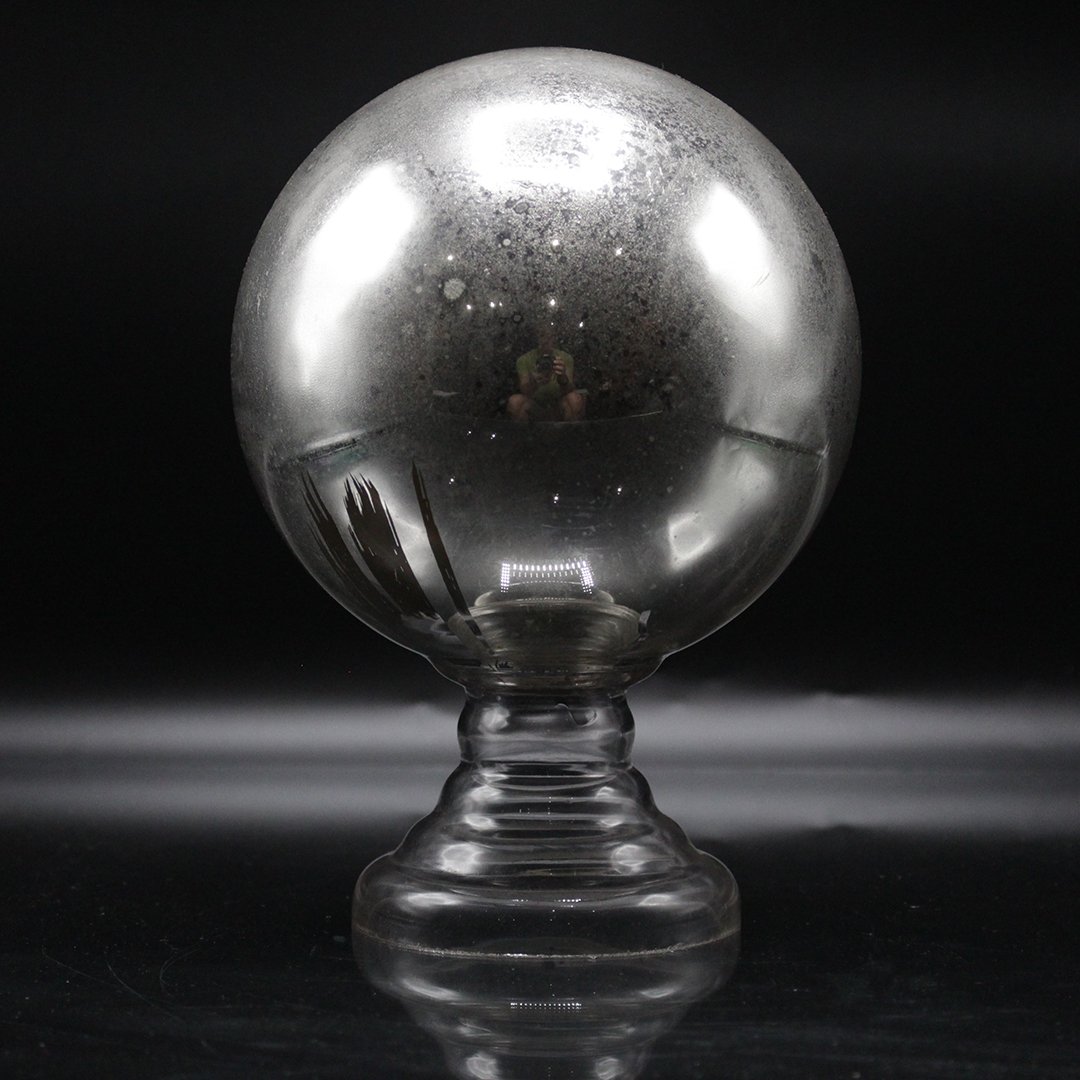 Unique Ball Pedestal  Mercury Glass Newel Post Knob (1 of 5)