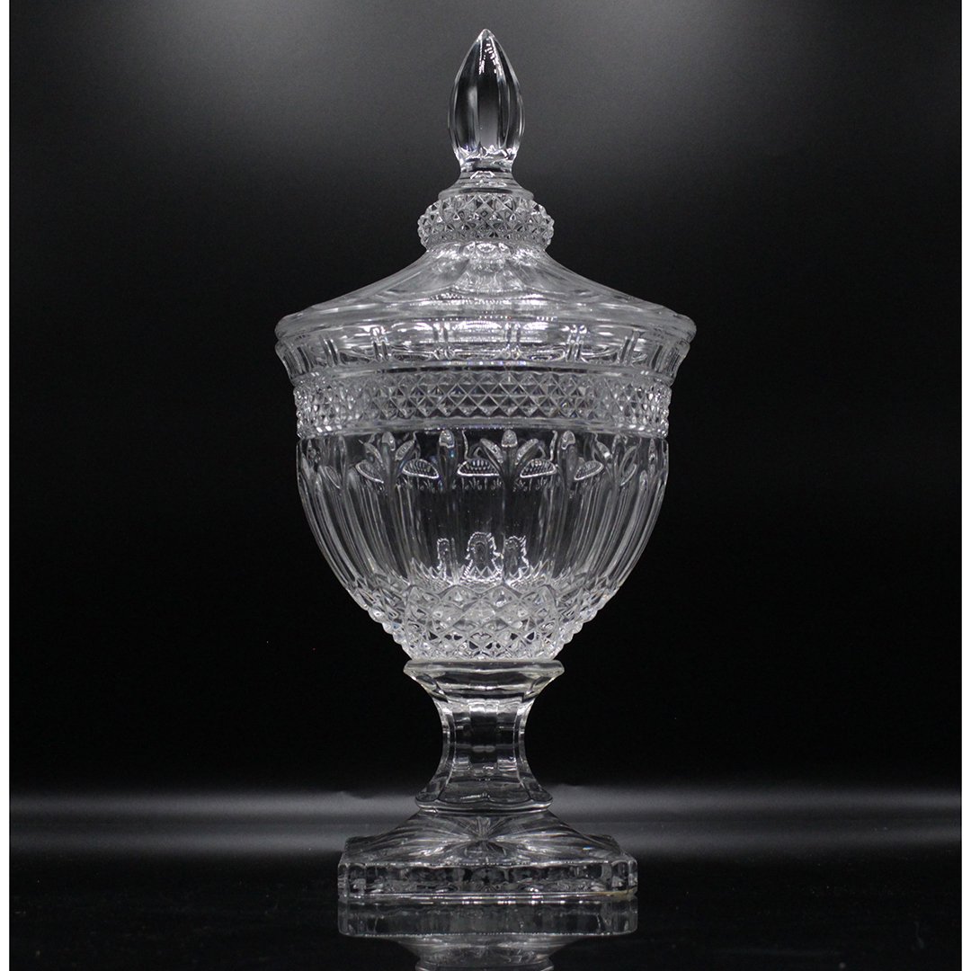 Lead Crystal Pedestal Glass Compote With Lid (1 of 10)