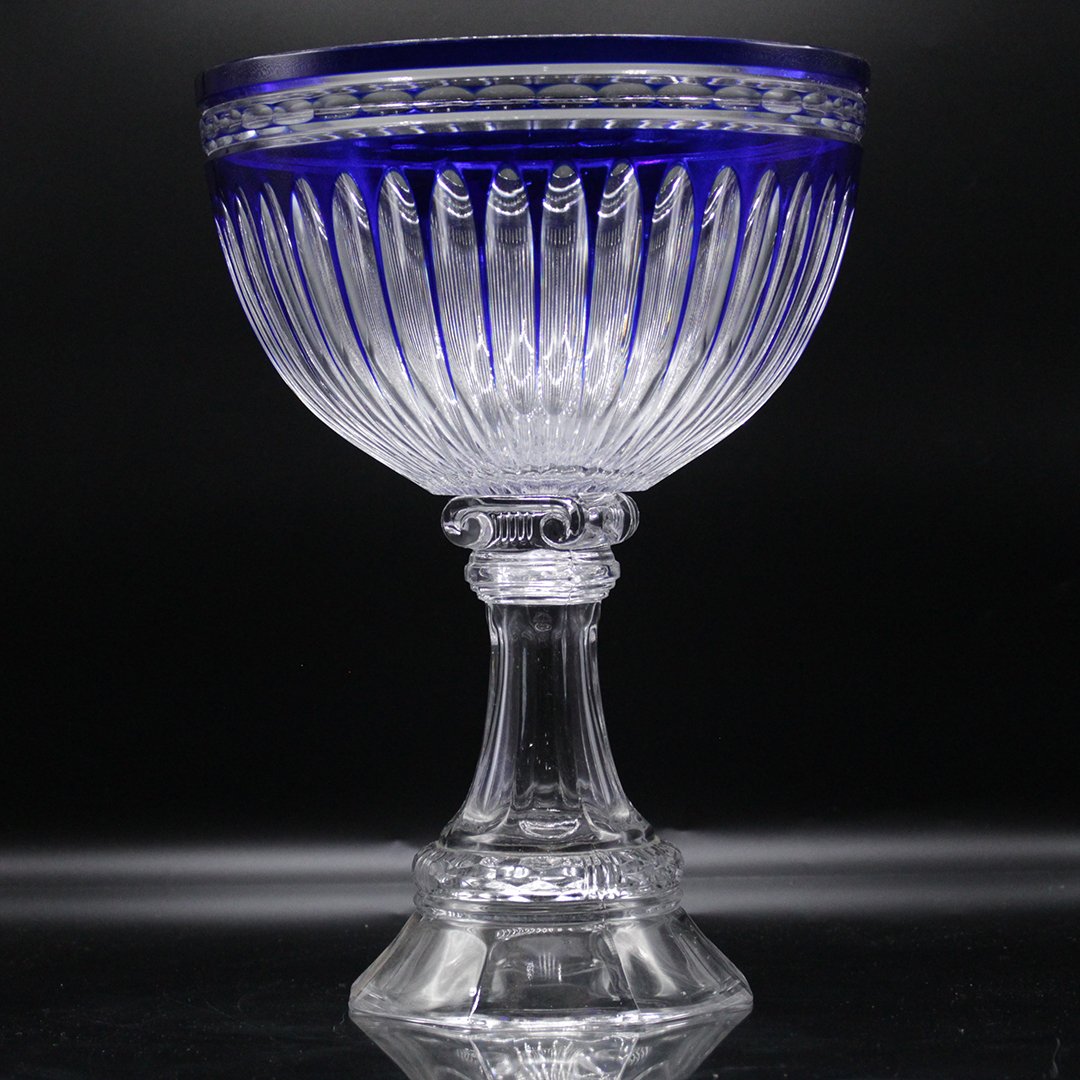 American Brilliant Blue Cut Glass Pedestal Compote (1 of 8)