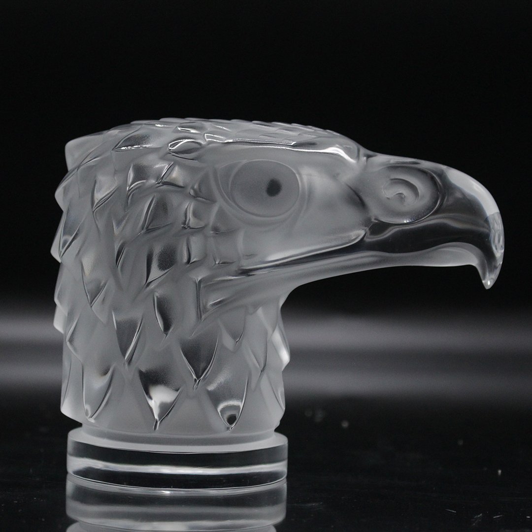 Lalique France Crystal Glass Eagle Head Figure Signed (1 of 8)