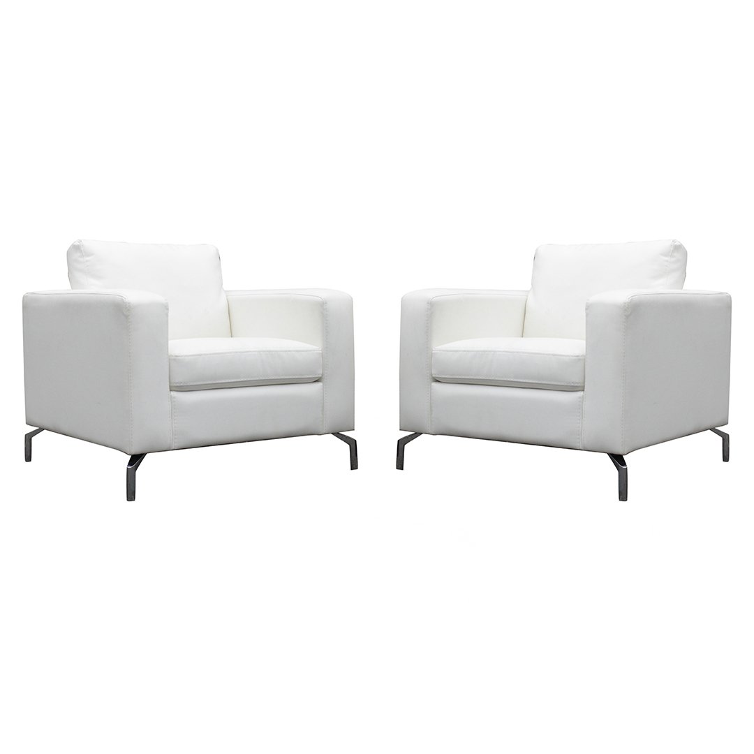 Two [2] White Leather Italian Modern Design Cube Chairs (1 of 4)