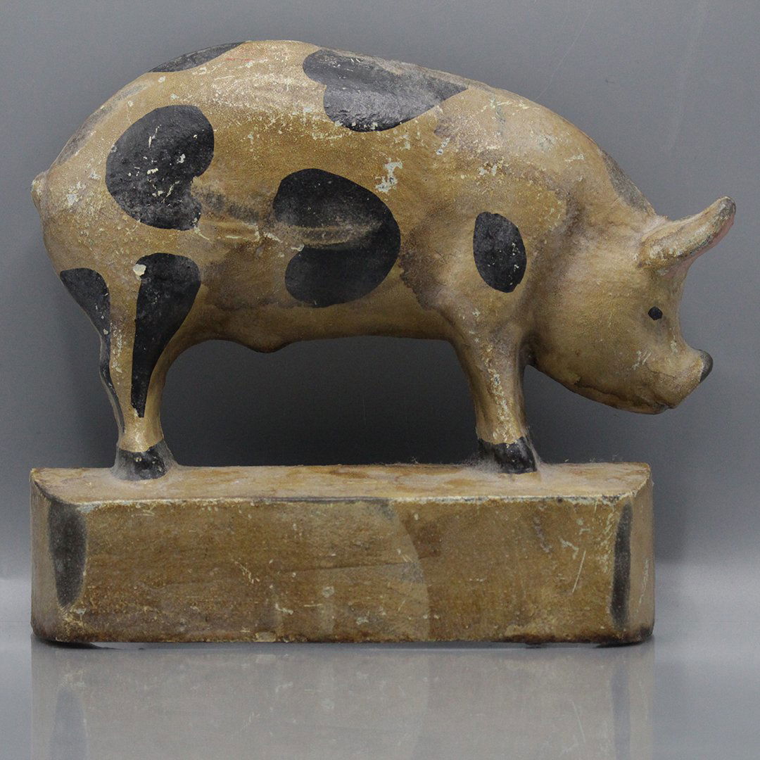 Cast Iron Pig Doorstop, Original Paint Finish (1 of 7)