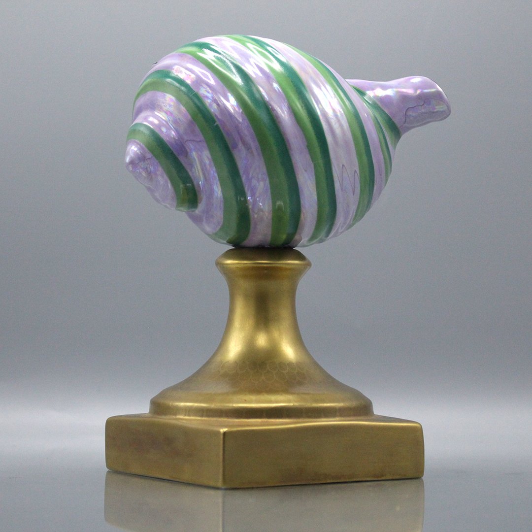 Seychelles Glass Conch Shell on Brass Pedestal Base (1 of 8)