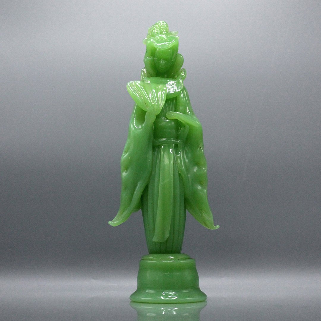 Green Jade Chinese Geisha Girl Figurine 13 in. Height (1 of 7)