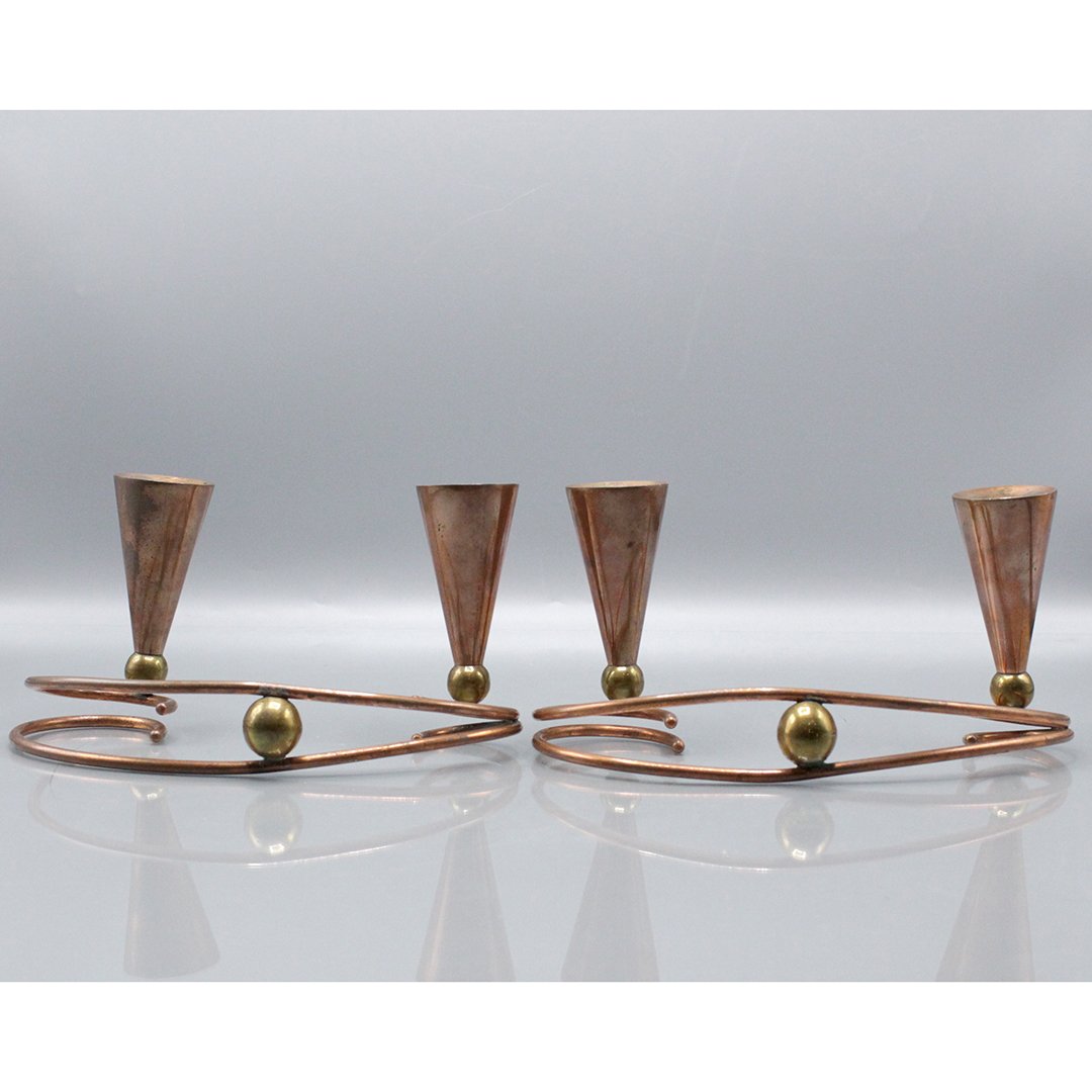2 Mid-Century Copper Designer Table Top Candle Holders (1 of 7)