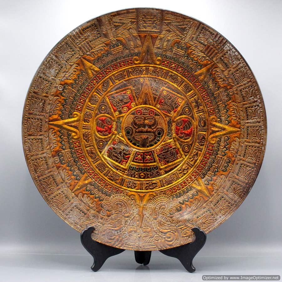 Unique Mayan - Inca Calendar in Glass Wall Plaque (1 of 8)