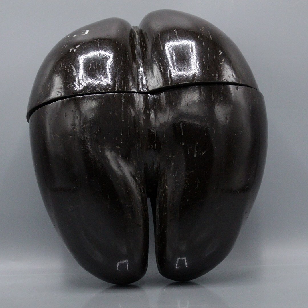 Unusual Folk Art Wooden Cocoa Bean Covered Container (1 of 7)