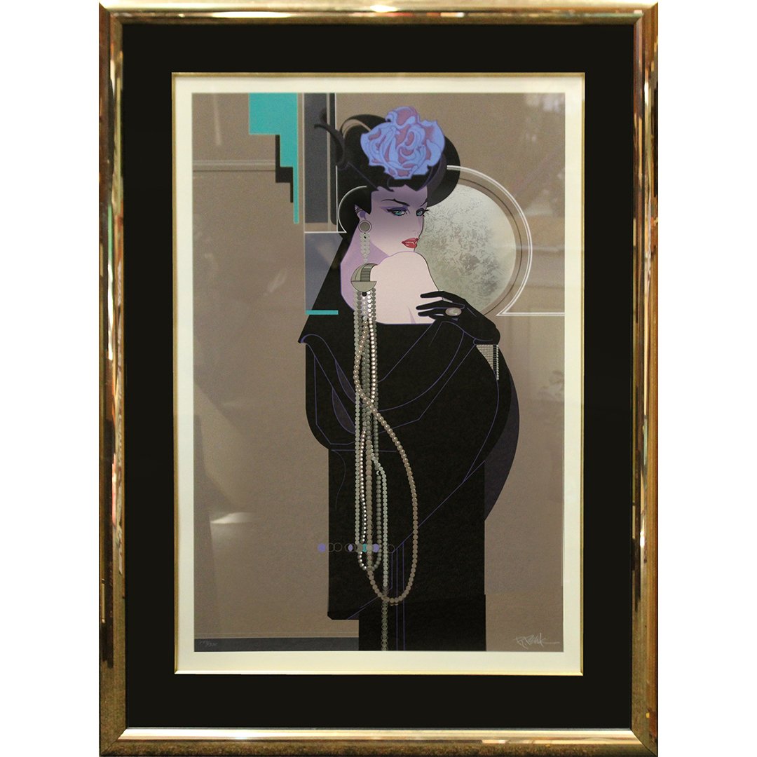 Bob Peak Limited Edition Planographic Lithograph: Bob Peak Limited Edition Planographic Lithograph "String of Pearls" Signed and Numbered 177 / 350 in corners. Art Deco nouveau style Size: 51 x 37 outside of frame