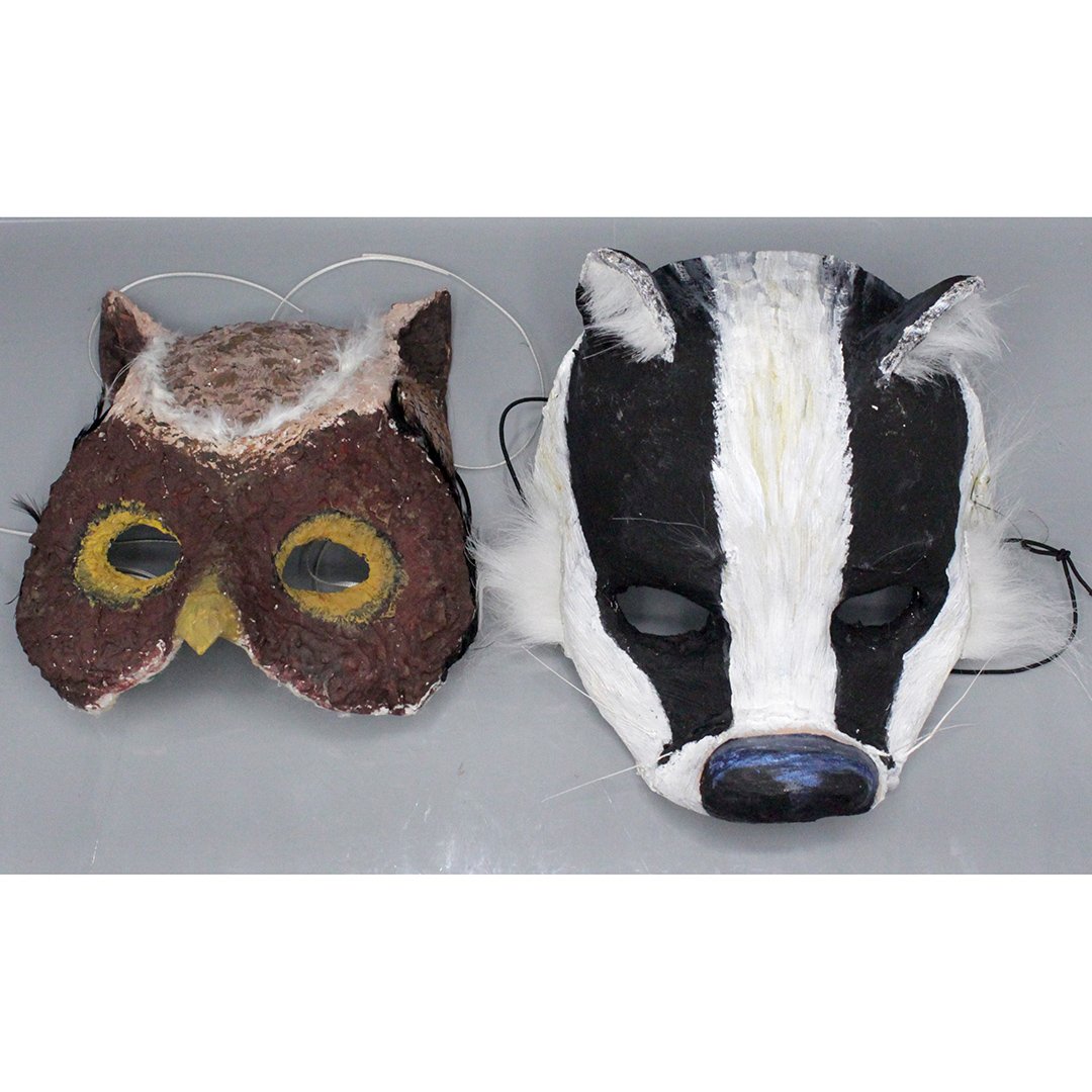 Two [2[ Vintage Masquerade Masks Owl, Skunk (1 of 6)