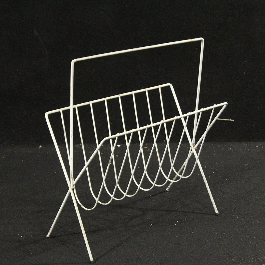 Mid-century Modern White Wire Frame Magazine Holder (1 of 4)
