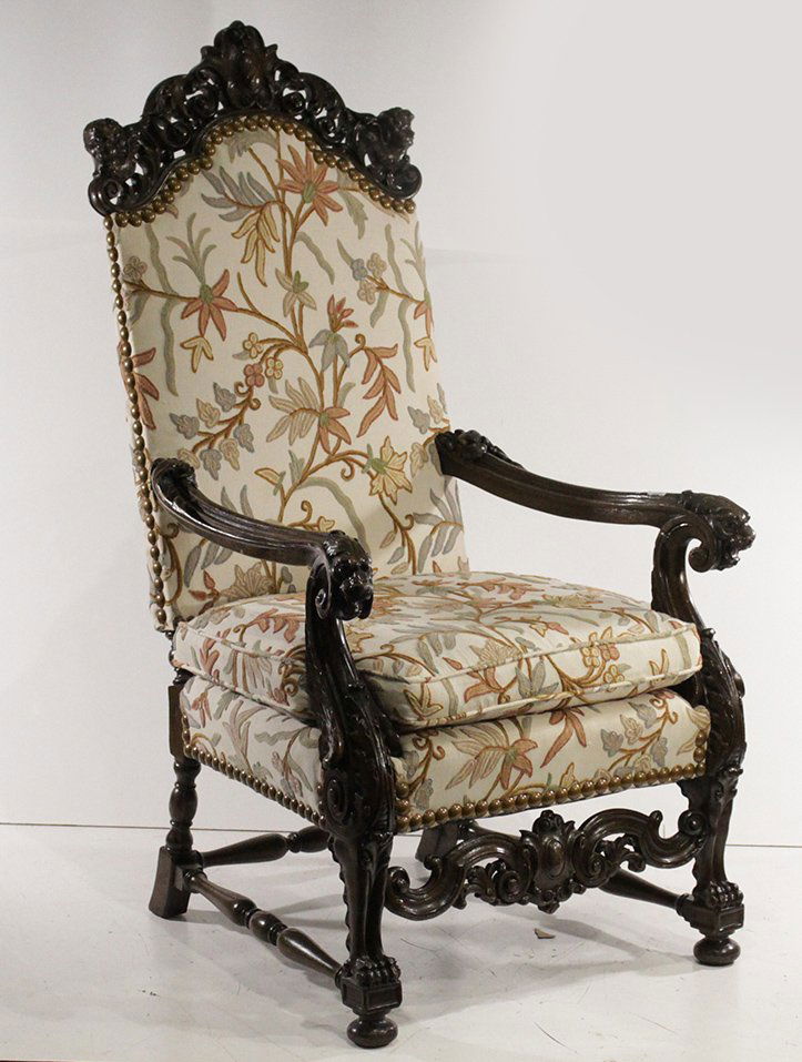 R J HORNER Attributed Carved Victorian Throne Chair (1 of 9)