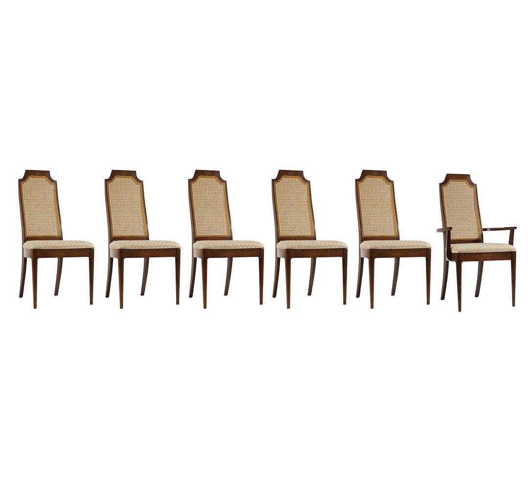 Six [6] Mid-Century Modern Dining Chairs with Cane Back (1 of 8)
