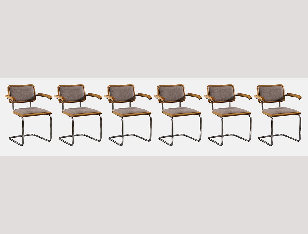 Six [6] Marcel Bruer For Knoll Cesca Chairs: Six [6] Masrcel Bruer For Knoll Cesca Chairs. Clean. Size: 32 in. height, 25 in. wide, 18 in. seat height.
