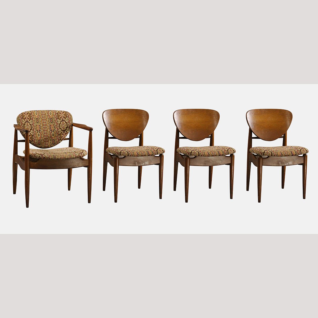 Four [4] Mid-Century Danish Design John Stuart Chairs: Four [4] Mid-Century Danish Design John Stuart Chairs. Size: 30 in. height, 25 in. wide, 18 in. seat height