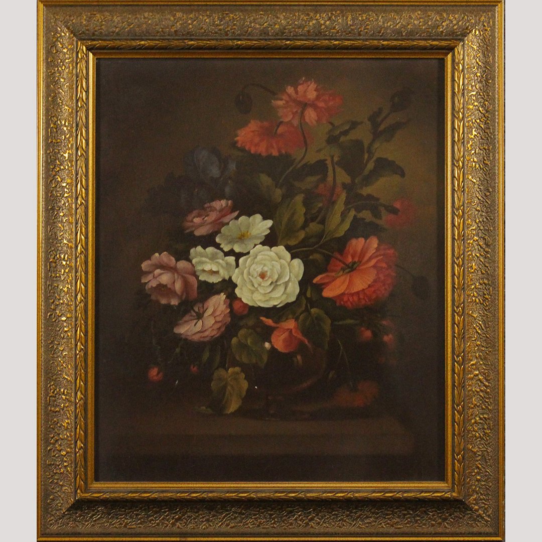 19th C American Floral Still Life Oil Painting Restored Sep 02, 2019