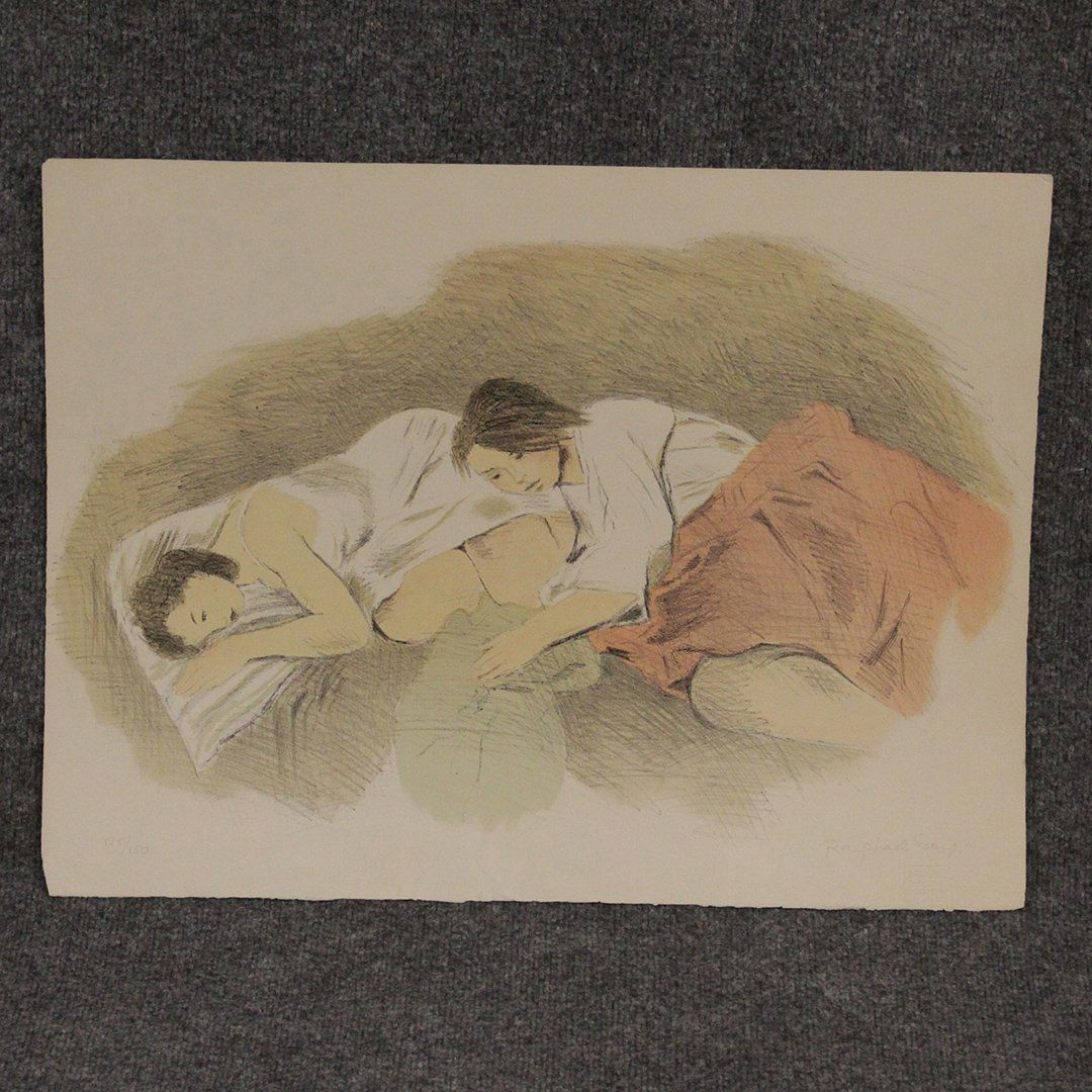 Raphael Soyer Lithograph 1971 "ADOLESCENTS": Raphael Soyer Lithograph 1971 "ADOLESCENTS" , print Size: 18 x 24"