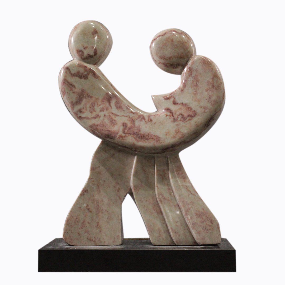 Modern Marble Sculpture of Two figures.: Modern Marble Sculpture of Two figures. Statue, modern, brutalist, figural. High quality, unsigned, artist is unknown to us. Size: 23 h 17 x 9