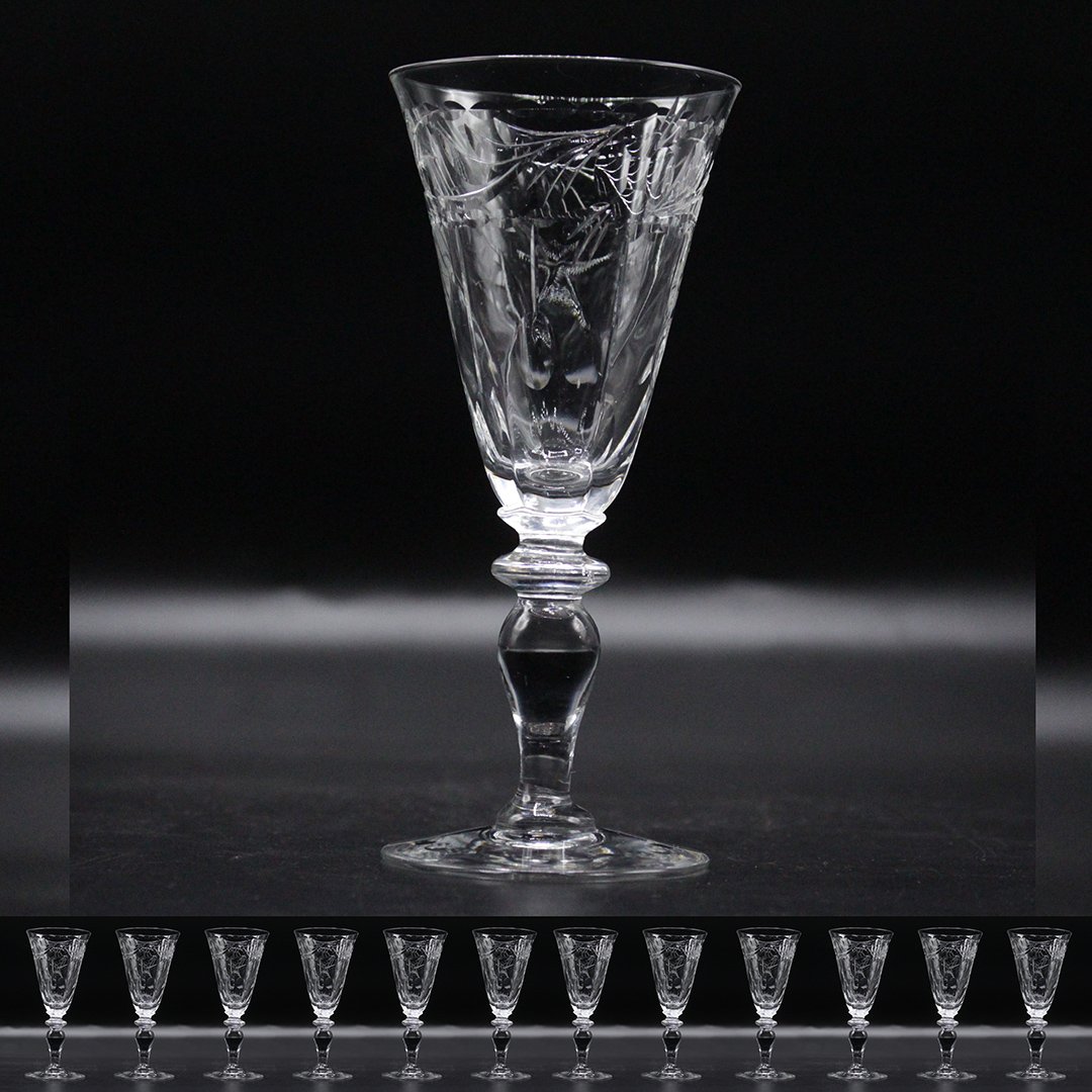 Twelve [12] HAWKES Cut Glass Cocktail Stemware Glasses (1 of 8)