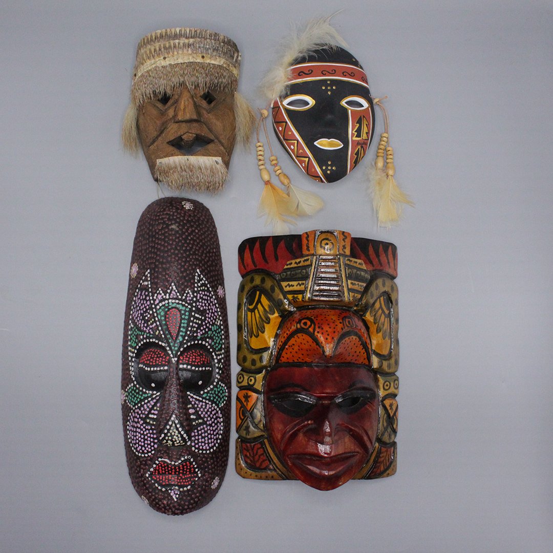 Four [4] Assorted African Ceremonial Masks (1 of 9)
