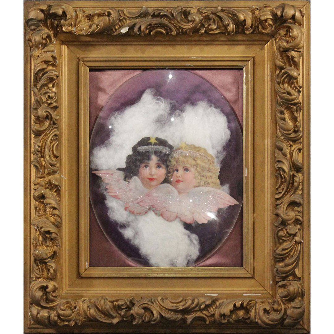 Victorian Gesso Picture Frame with 2 Angels (1 of 6)