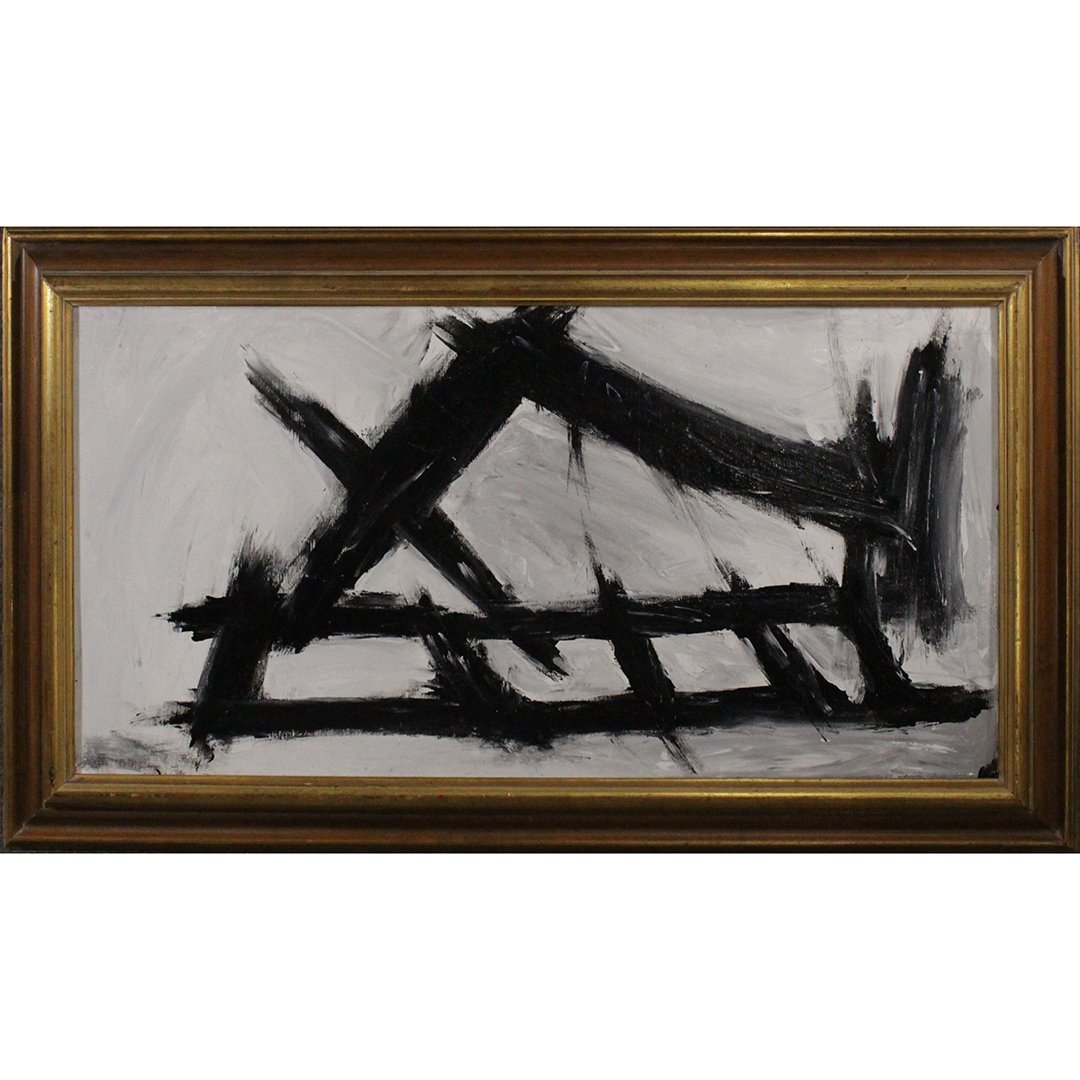 Franz Kline attributed Mid Century Modern Abstract Oil (1 of 6)