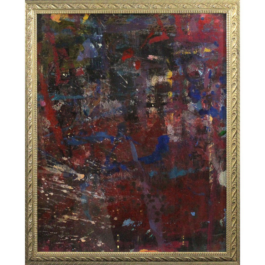 Mid-Century Modern Abstract Mixed Media Painting (1 of 7)