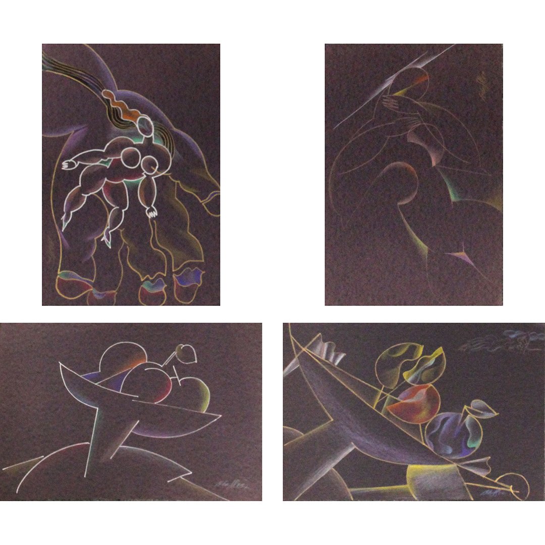 Four [4] Assorted Russian Artist Mid-Century Drawings (1 of 11)