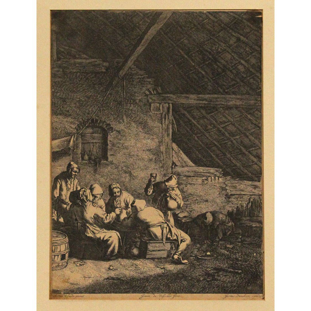 Country Wedding;  Etching by J. de Visscher, 17th C (1 of 8)