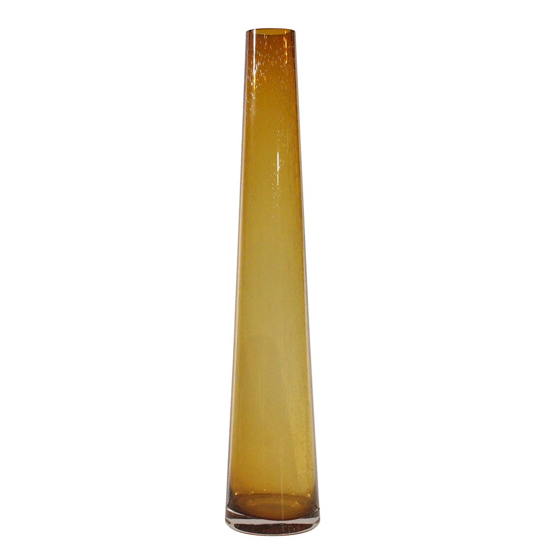 Tall Mid-century Modern Amber Crackle Glass Vase (1 of 7)