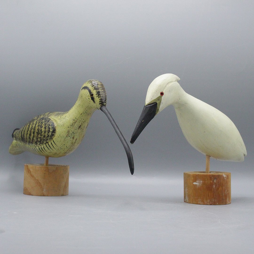 Two [2] Carved Wood Shore Bird Figures (1 of 10)