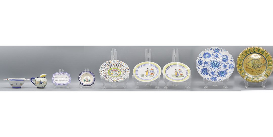 Collection of Quimper France Henriot Porcelain: Collection of Quimper France Henriot Porcelain come with small dishes plates and dinner plates. 12 in total. Size: range in diameters 4 to 10.75 inches