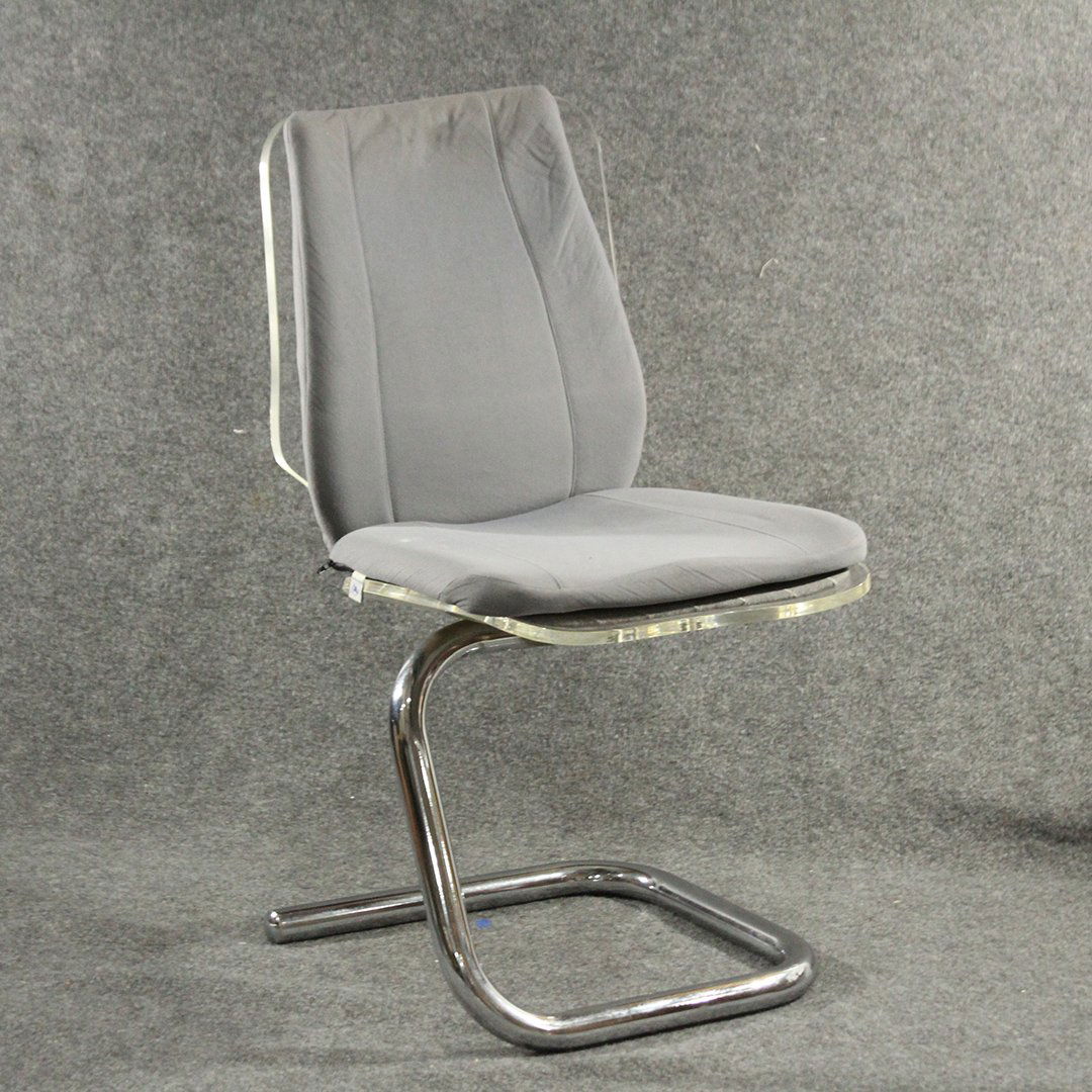 Mid-century Modern Chrome Zig-Zag Base Lucite Chair (1 of 7)