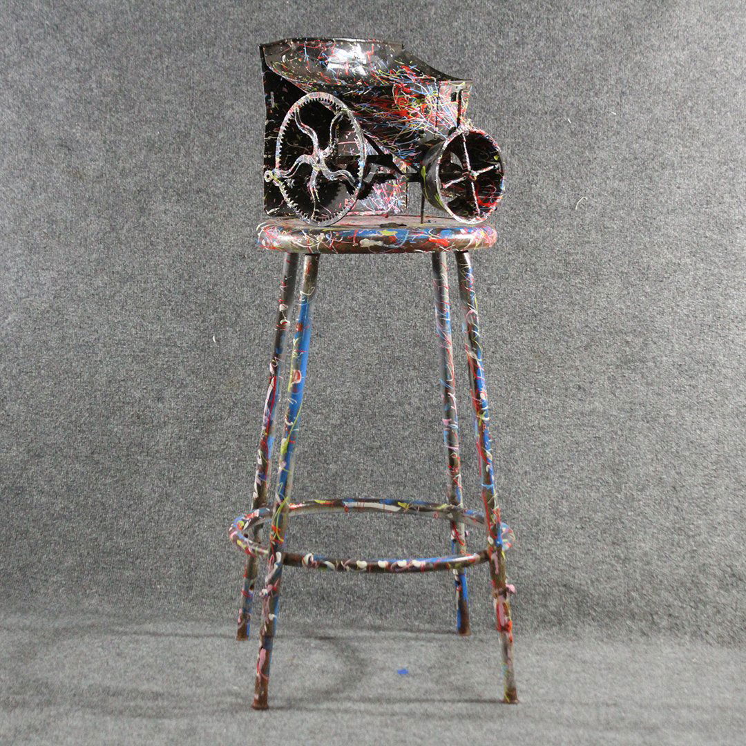 R Monti Pop art Drip Painted Stool and Shredder (1 of 7)