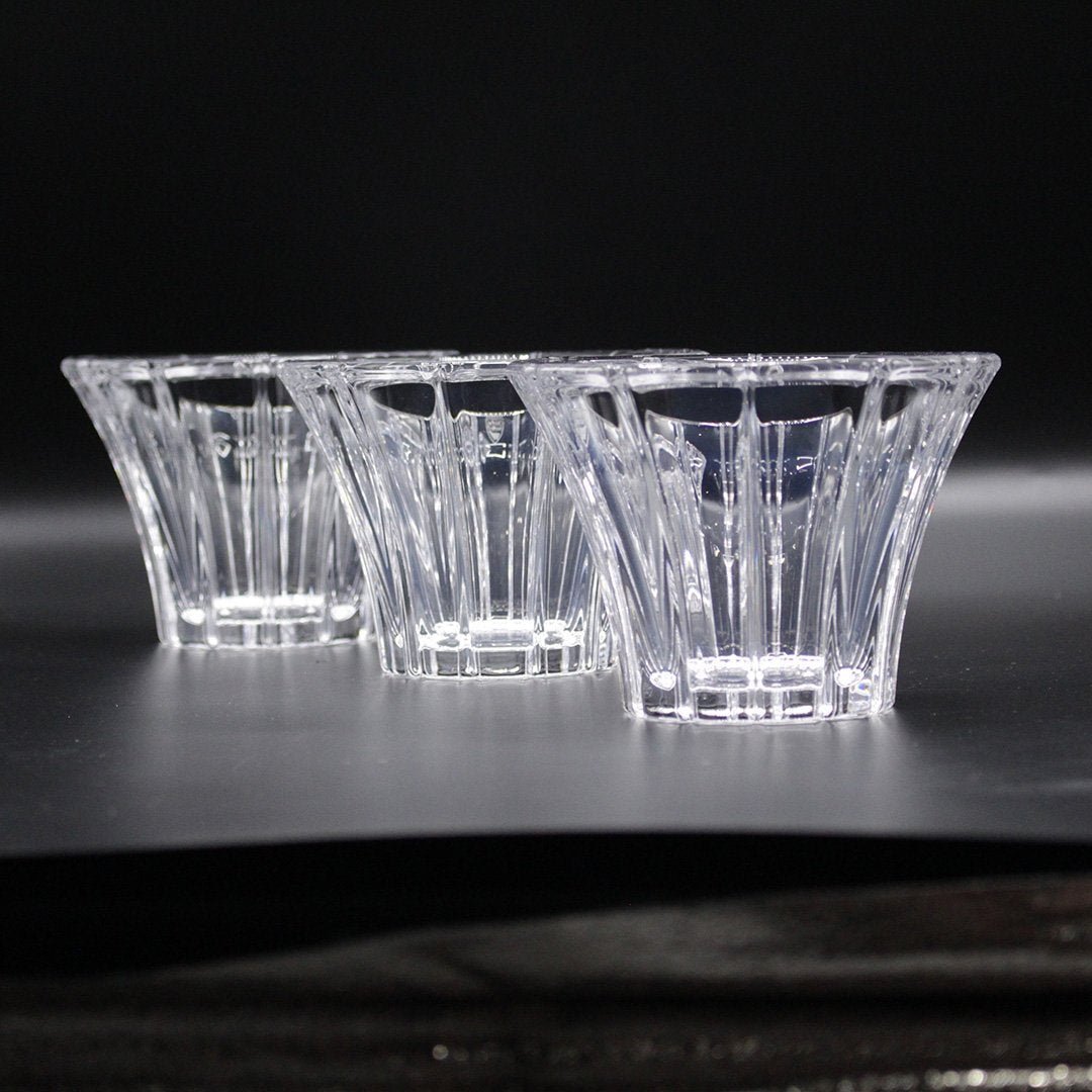 Three (3) Orrefors Crystal Drinking Tumblers with Boxes: Three (3) Orrefors Crystal Drinking Tumblers with Boxes. Size: 3 1/2 x 4 1/2, 5 x 5 inches