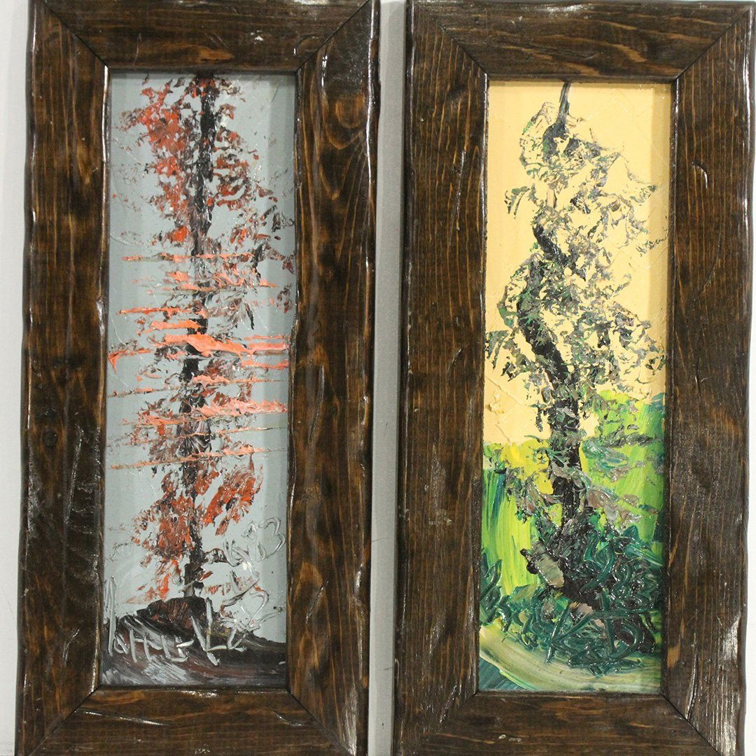 Morris Katz Pair of Tree Paintings on Board (1 of 4)